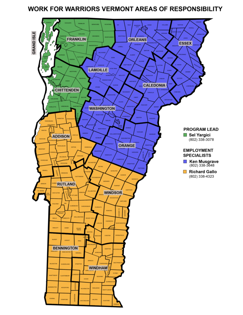 work for warriors vermont area of responsibility map